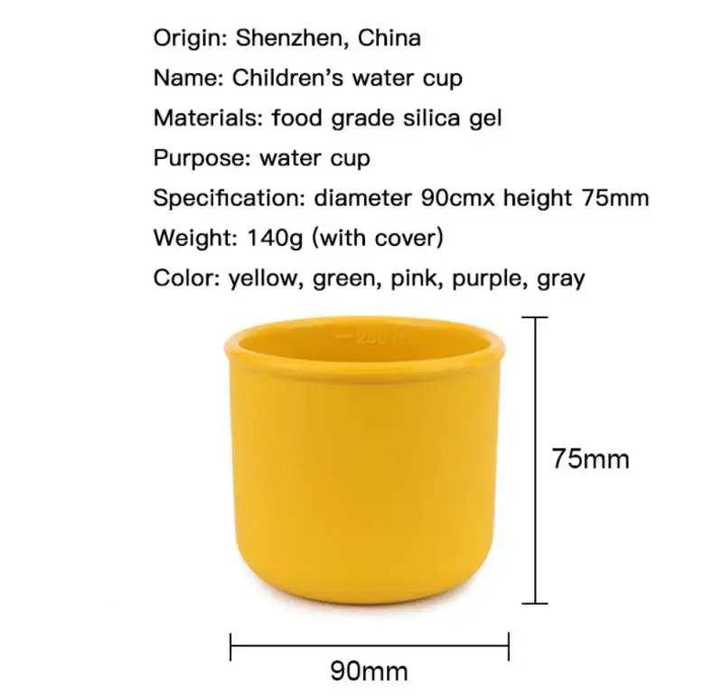

1PC Food Grade Silicone Water Cup Portable Anti Scalding Drinking Cup With Destproof Cover Anti-fall Snacks Cup For Children