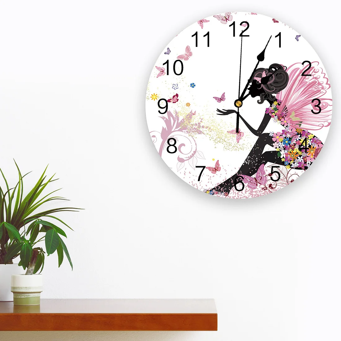 Декоративные настенные часы с изображением бабочки тихие цифровые круглые для