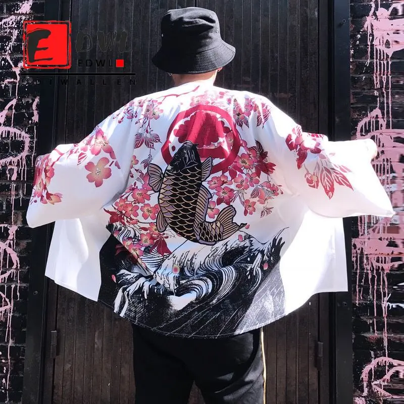

Japanese Style Cat Samurai Kimono Streetwear Blouse Men Women Cardigan Japan Harajuku Anime Robe Anime Clothes 2021 Summer Shirt