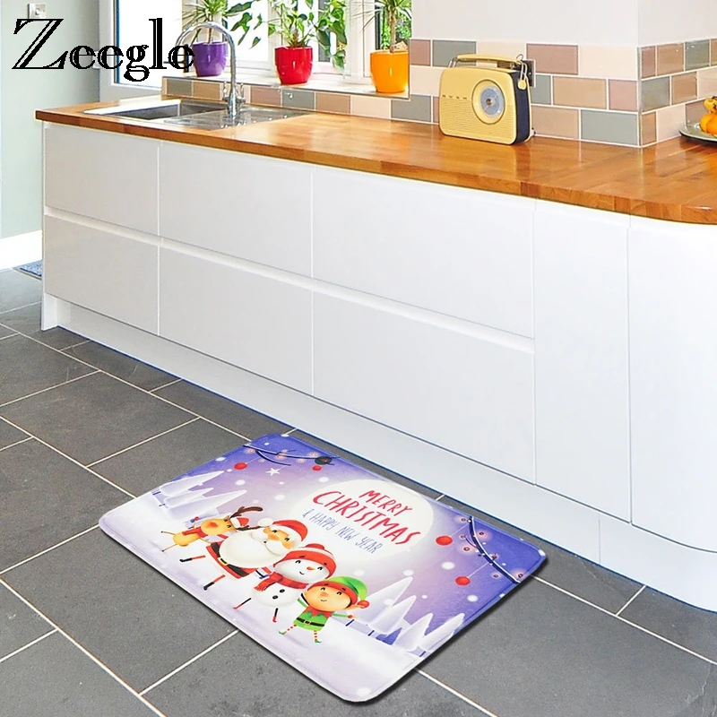 Рождественский коврик Zeegle напольный с принтом фланелевый для стола и стула
