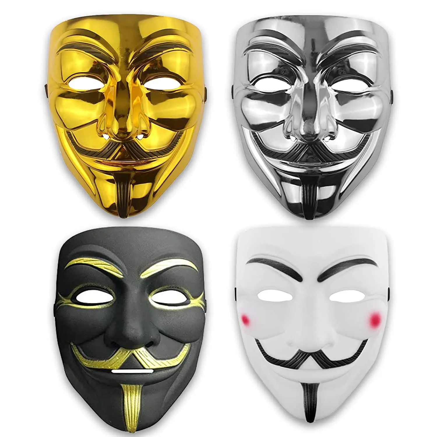 

4x Classic V for Vendetta Hacker Mask Cosplay Anonymous Guy Fawkes Halloween Christmas Party Gift for Adult Kid Film Theme Mask