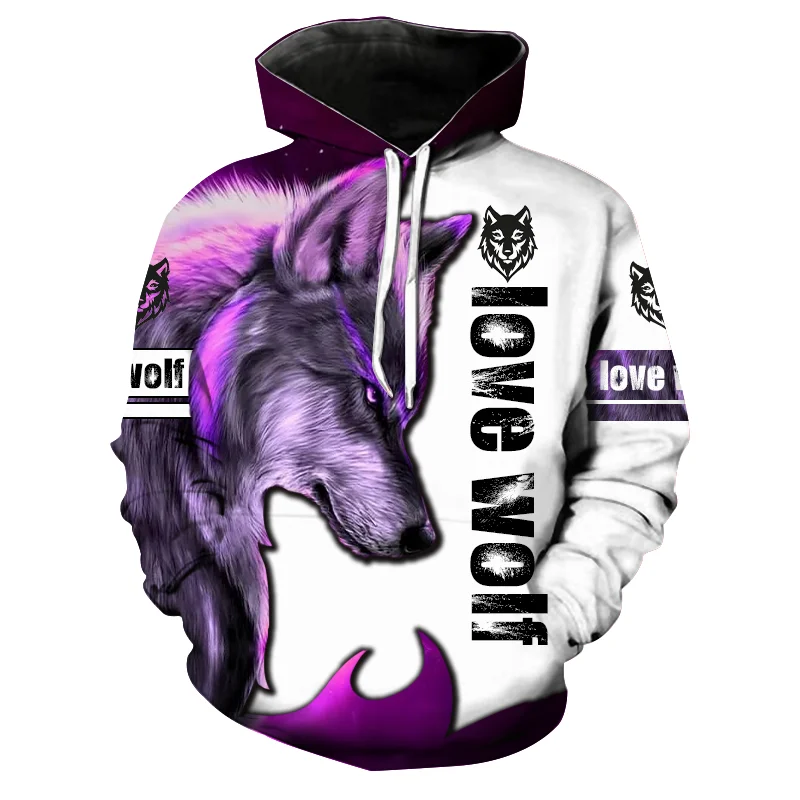

2021purple Wolf 3d All over Printed Men Hoodies Sweatshirt Unisex Harajuku Streetwear Animal Pullover Sports Hoodiefashion Hoodi