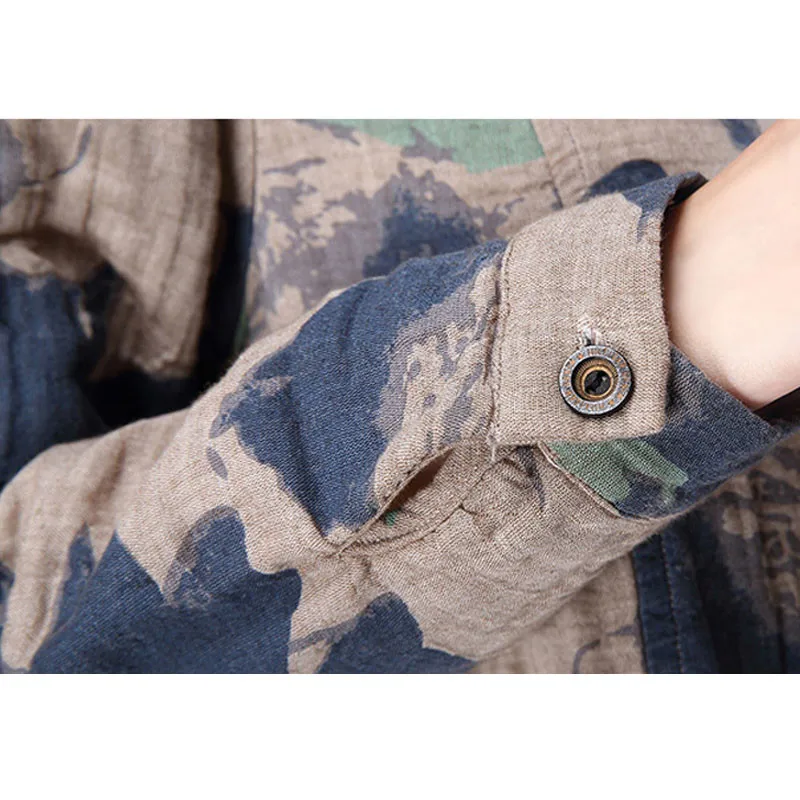 Весенняя туника с цветочным принтом хлопковые льняные блузки рубашка длинным