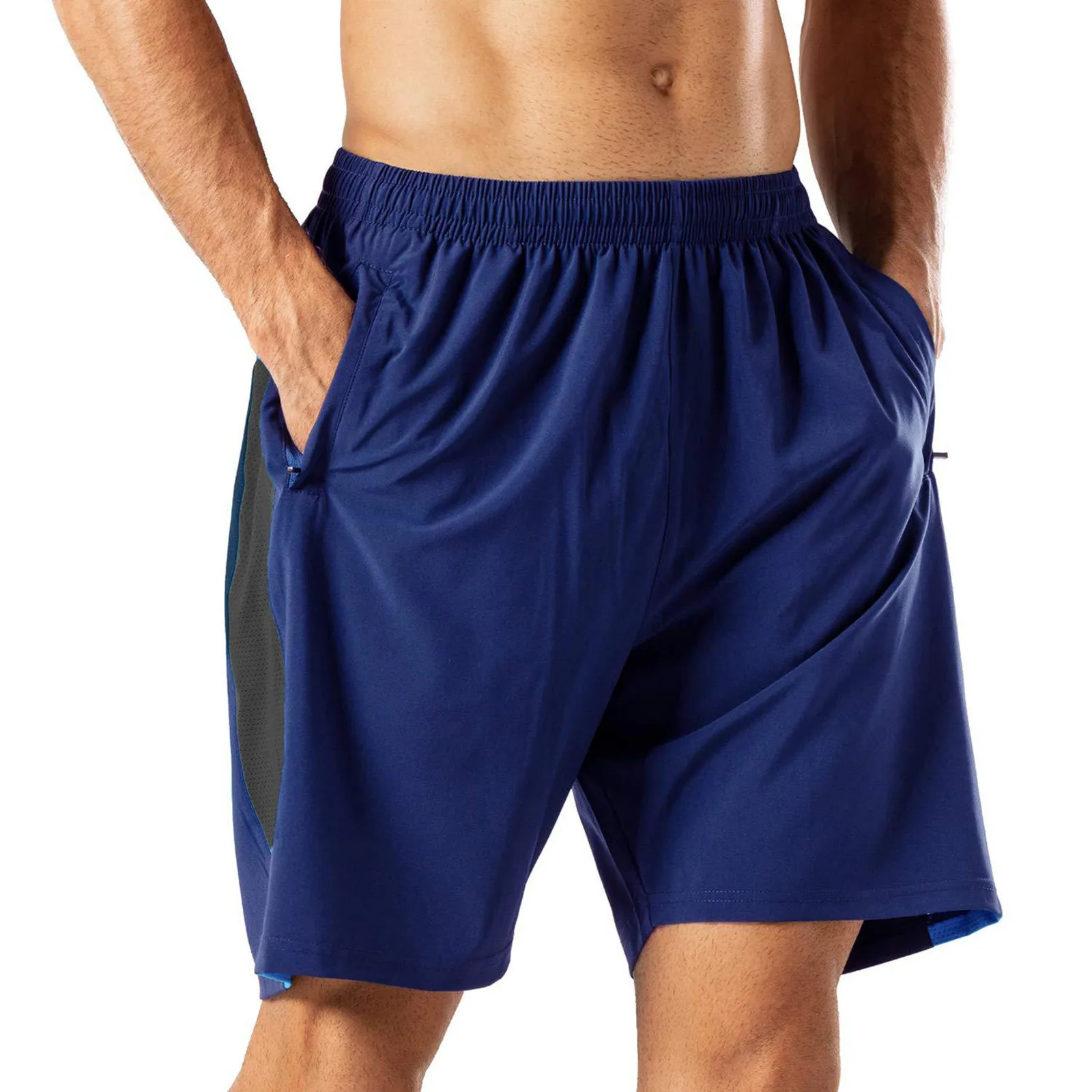 

Men's Loose Leisure Shorts Male Summer Breathable Solid Color Speed Dry Running Shorts With Zip Pocket Fitness Streetwear R5