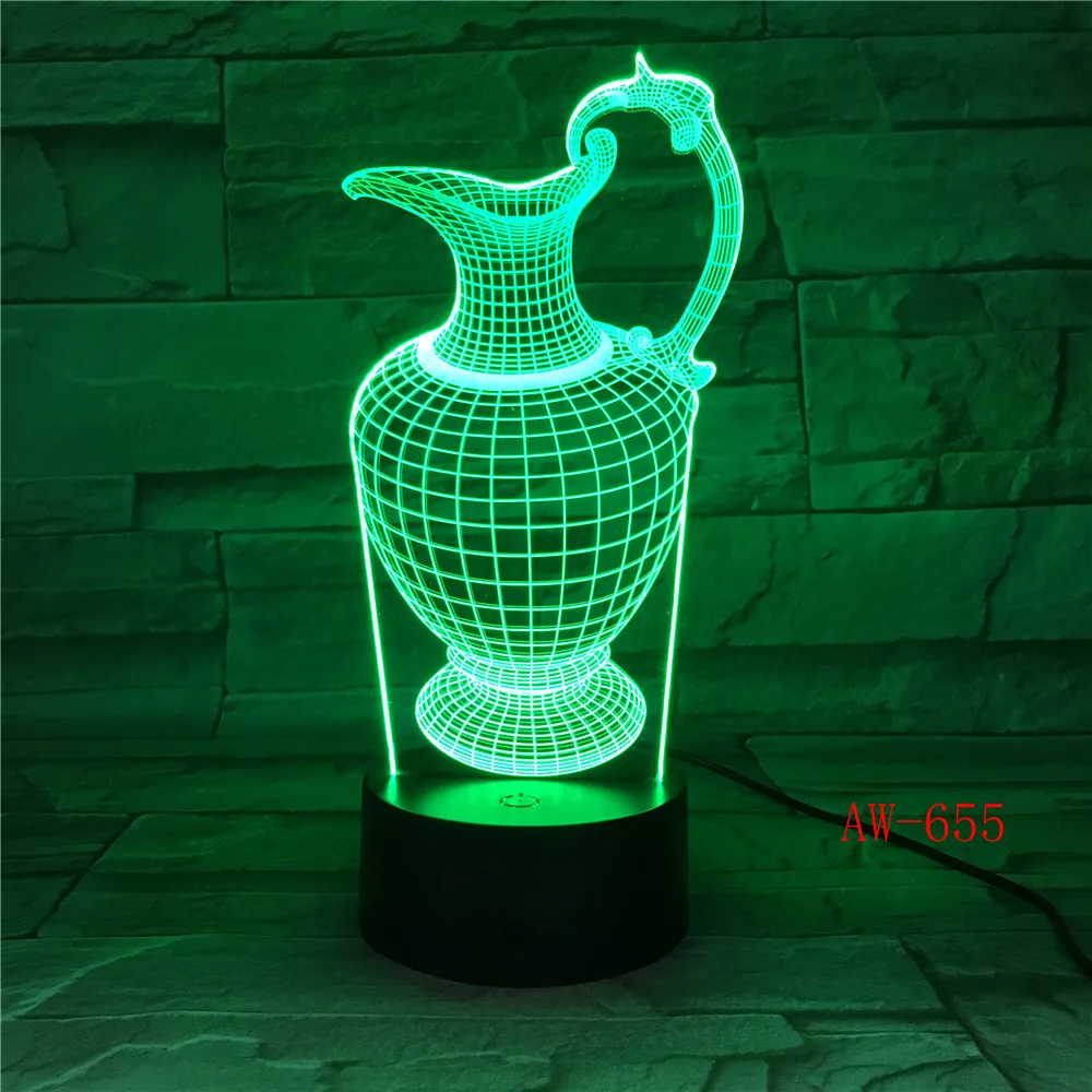 

New 3D Antique Vase Desgin Lamp LED Night Lights with USB Cable Lighting as Indoor Room Decoration 7 Colors Birthday Dec AW-655