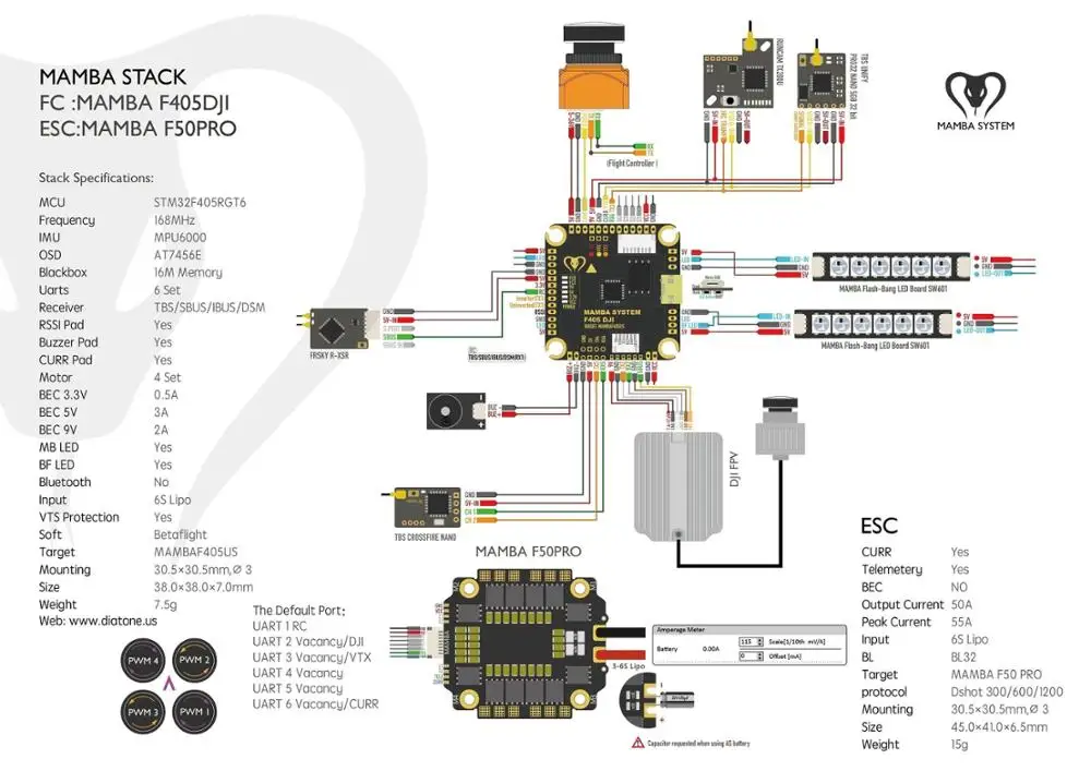 Контроллер полета F405 MK2 с F50 BL32 4 в 1 ESC высокочастотный конденсатор 470