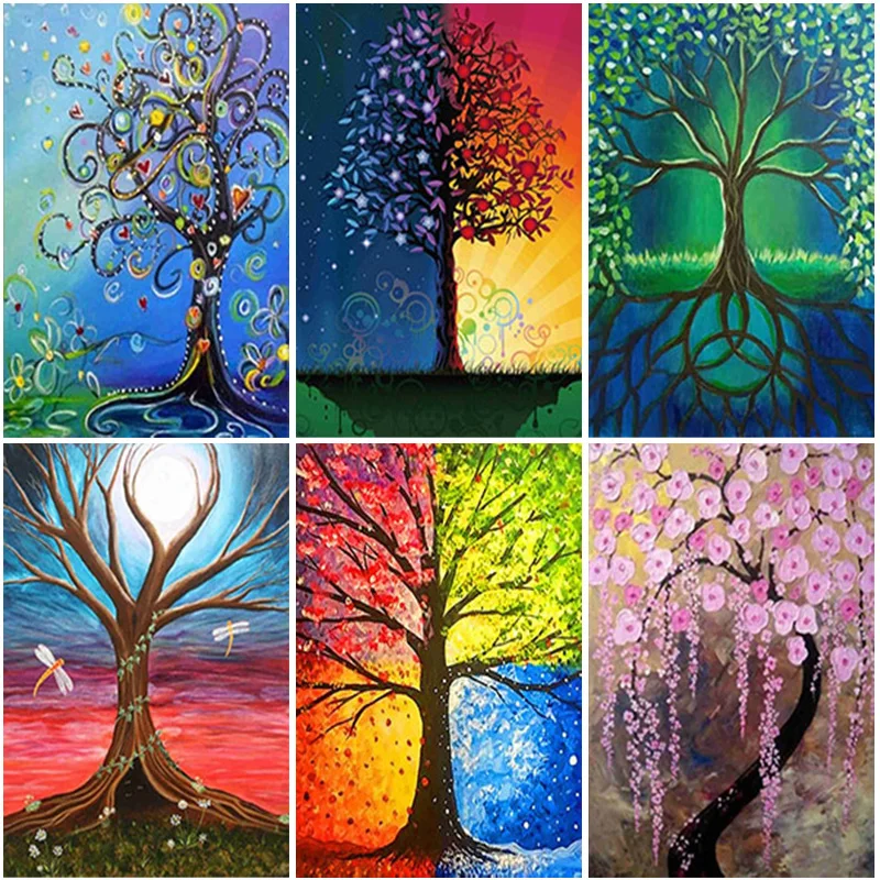 

5D Diamond Painting Scenery Tree Full Square/Round Resin Landscape Scenery Picture Of Rhinestone Mosaic Flowers Home Decoration