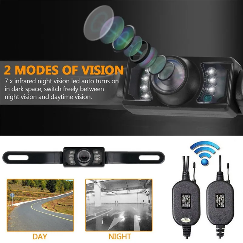 

New Style High Quality Low Power 4.3" Monitor Car Rear View System Backup Reverse Camera Night Vision Kit Wireless#292783
