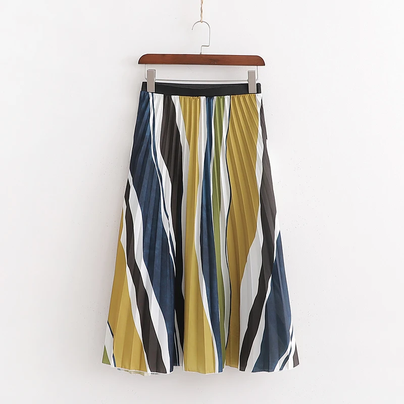 2019 женская повседневная юбка высокий женский с эластичной талией полосатые