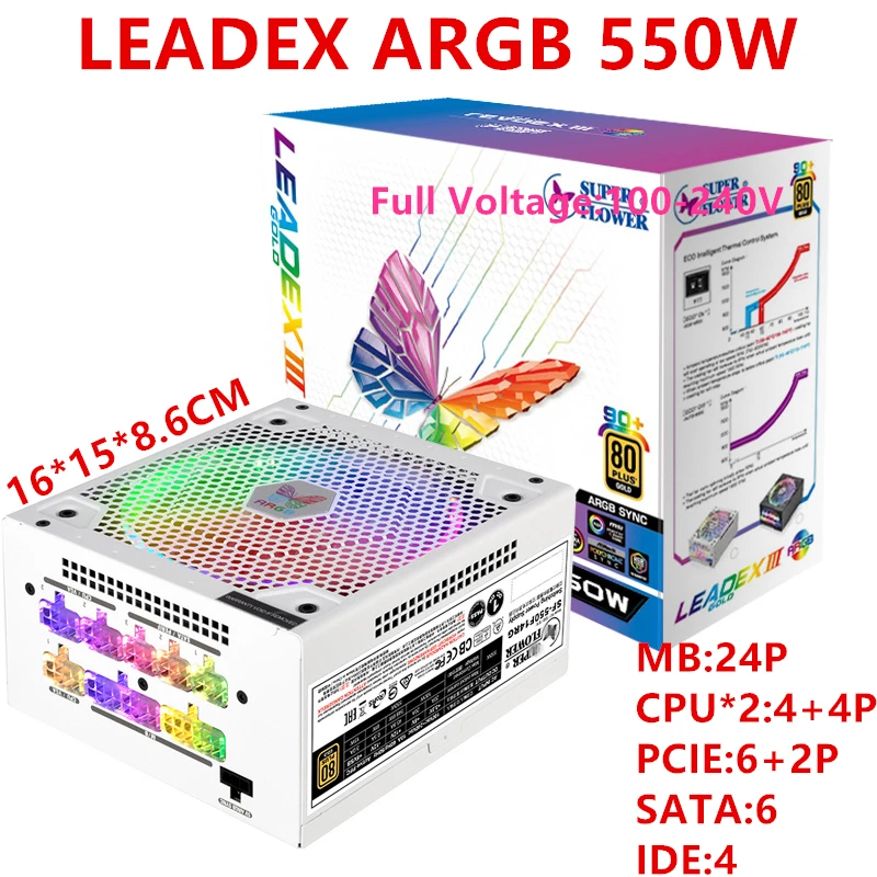 Новый оригинальный блок питания для супермарки 80plus Gold 2070S RXS5700 бесшумный игр 550 Вт