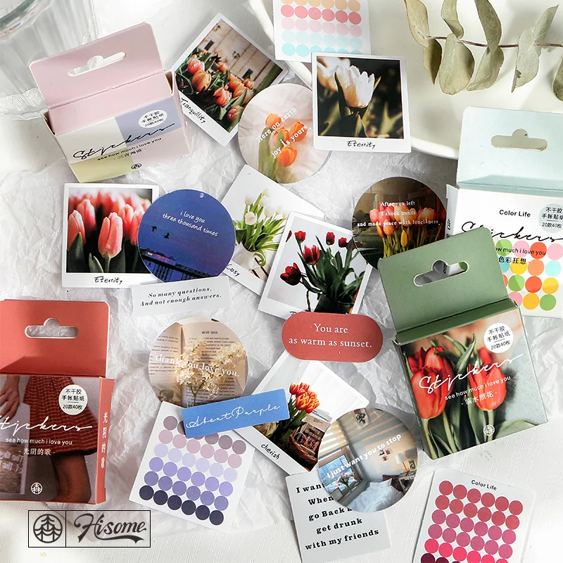 Journey namm 40 pz/lotto Ins Style Dots fiori Mini Box adesivi Planner Scrapbooking Planner