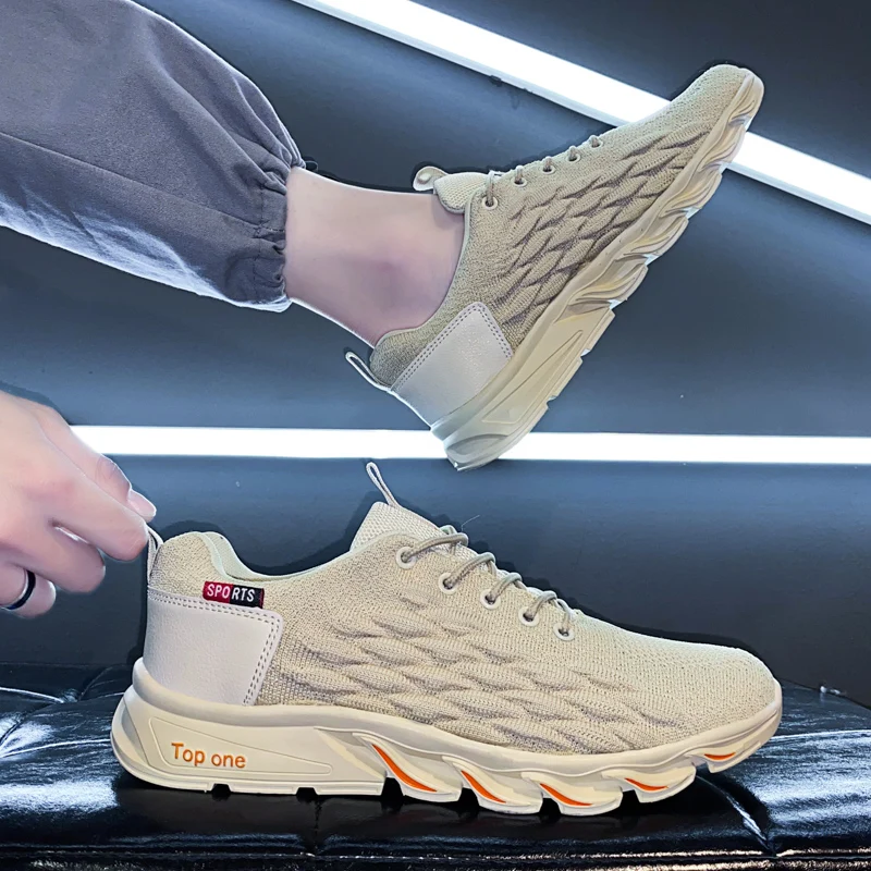 

2021 Sneakers For Men Summer Knit Mesh Sports Shoes Breathable Athletic Running Walking Gym Shoes Fish Scales Men's Sneakers