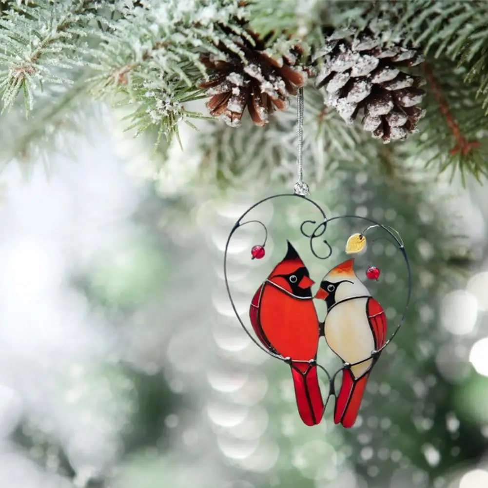 

Redbird Hanging Ornament Garden Decor Couple Bird Craft Home Wall Decorations Car Interior Decoration Pendant