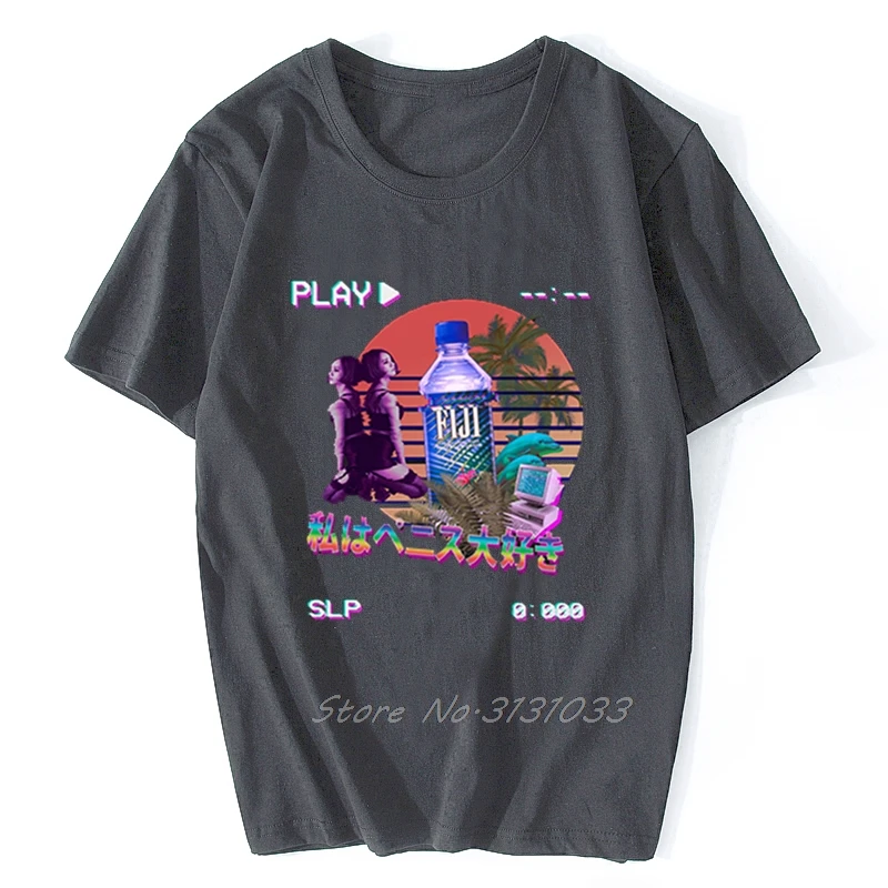 Винтажные футболки Vaporwave с флаконом Фиджи в стиле ретро уличная одежда летняя