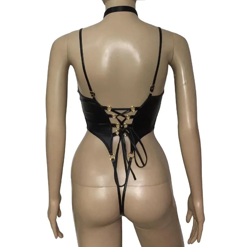 Сексуальный женский корсет из искусственной кожи бюстгальтер в ретро стиле