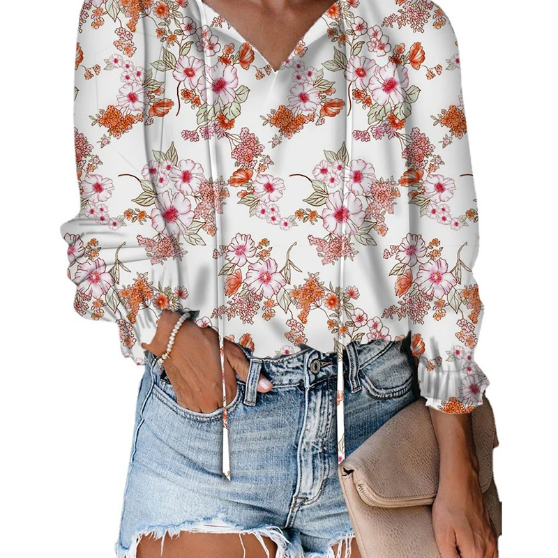 

Spring Fashion Shirt Women Loose Leisure Long Sleeve Lightly Cooked Style Loose Casual Pullover Shirts Lady Printing Top Vogue