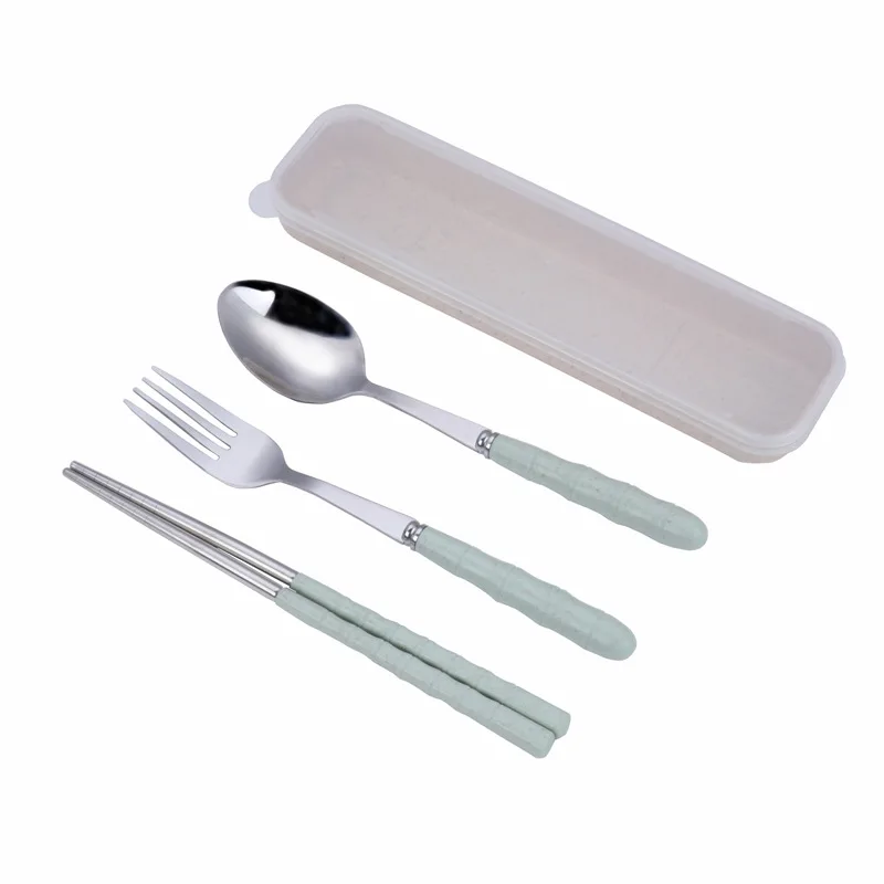 3 шт. нержавеющая сталь палочки для еды ложка вилка набор посуды портативная