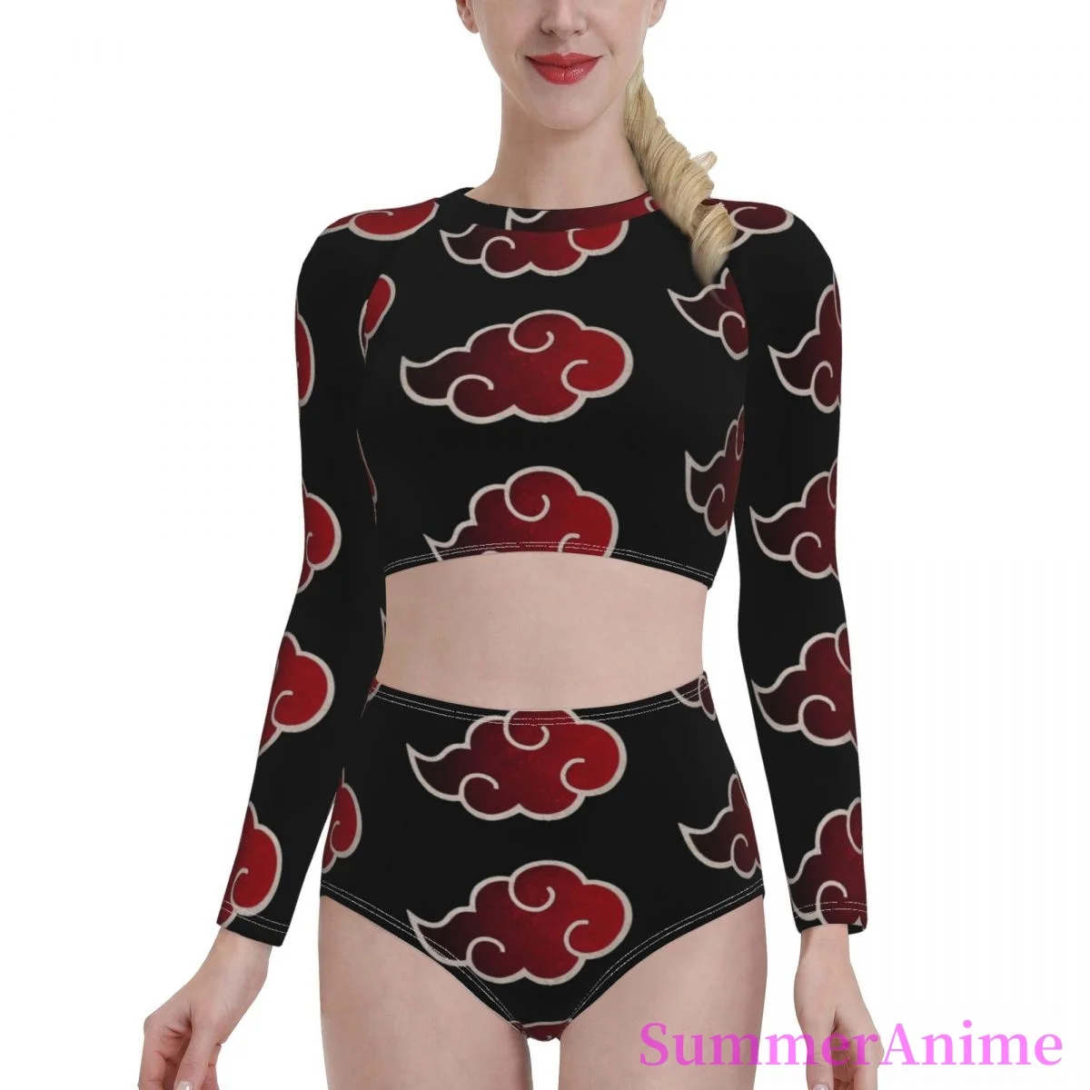 

Bikinis Akatsuki (15) sexy 2021 Women Long Sleeve Swimsuit high Waist 2 piece woman set Japanese Anime Beach wear