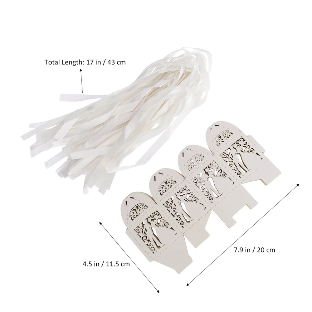 

25pcs Couple Design Luxury Lase Cut Wedding Sweets Candy Gift Favour Boxes with Ribbon Table Decorations (Red)