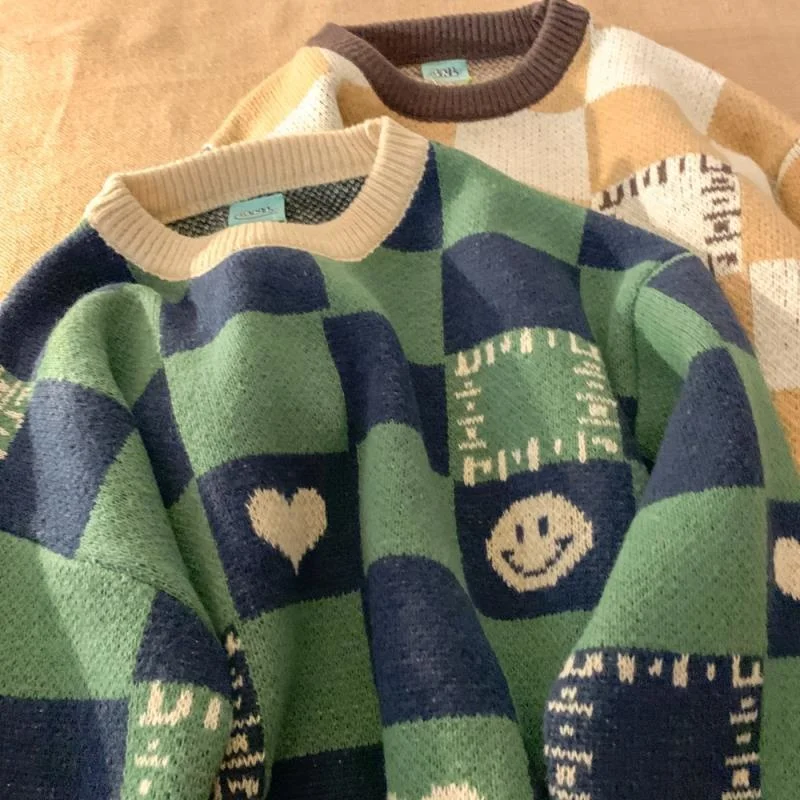 

Корейская женская одежда 2021 модный простой уличный смайлик Стильный вязаный нишевый дизайн студенческие женские зимние свитера