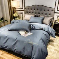 light luxury cotton bedding set duvet cover 4 piece solid color quilt cover fitted sheet bedspread double queen twin pillowcases