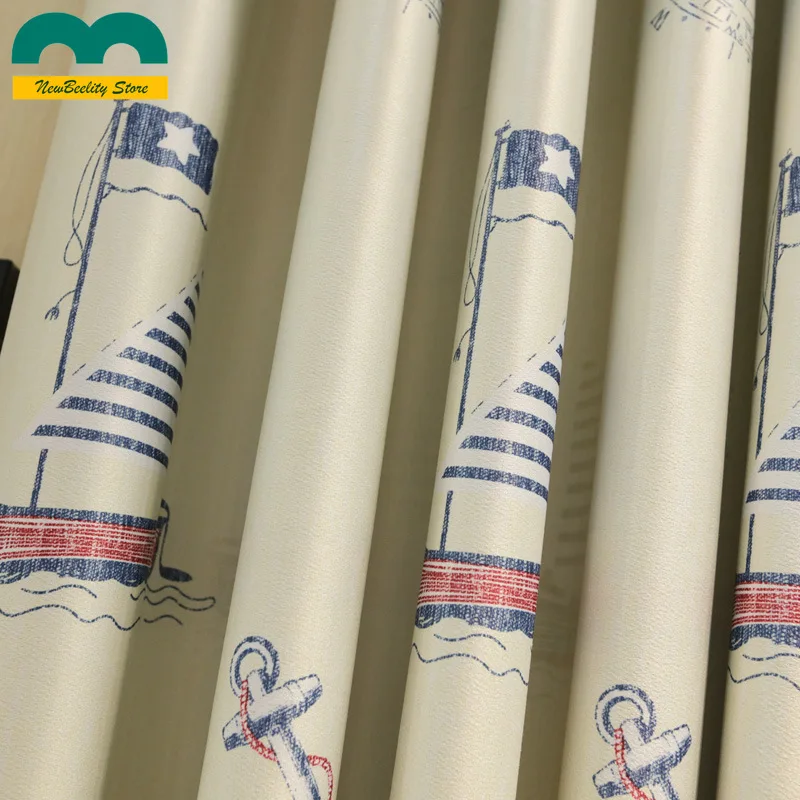 Голубые Мультяшные Детские занавески затеняющие оконные шторы с принтом для