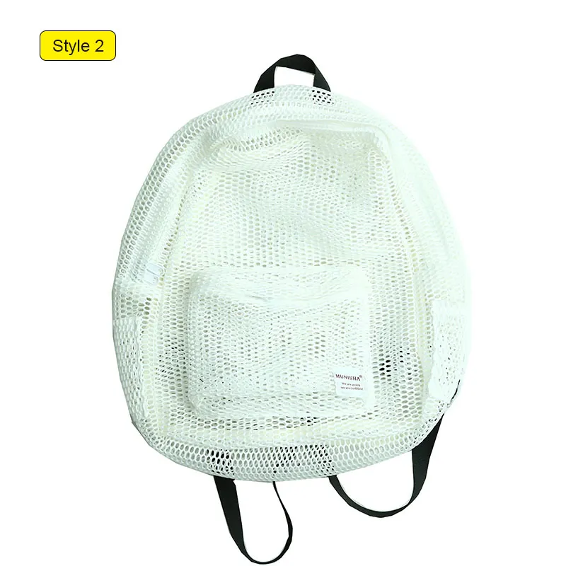 Style 2 White Яркий цвет, прозрачный сетчатый пляжный рюкзак на плечо для девочек-подростков, летняя складная сумка для хранения, женская сумка Tas XA565WD - Цвет: Style 2 White