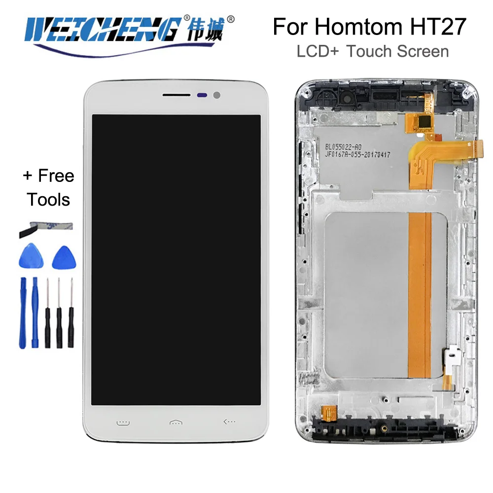 

Black/ White For 5.5" Homtom HT27 LCD Display+Touch Screen Digitizer Assembly with Frame For HomTom HT27 Phone Accessory