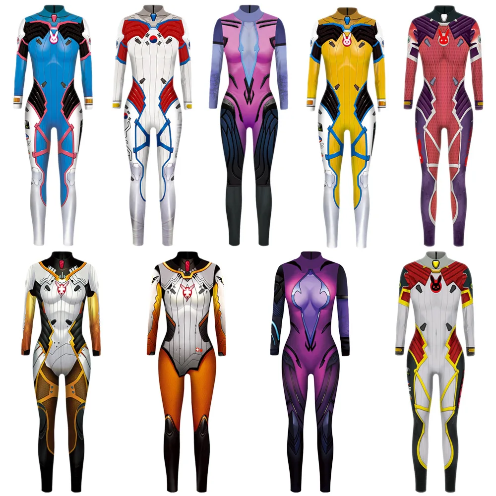 Disfraces de Хэллоуин для женщин высокие большие Косплей D Va Dva D. va Zentai спандекс костюм
