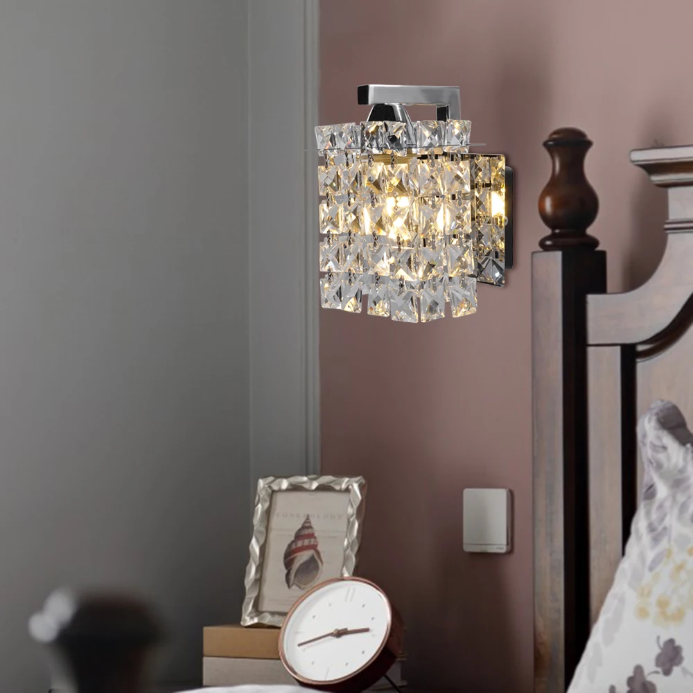 

Artpad Wall-Lamp Decoration Crystal Wall Light for Home Bedside Bathroom Corridor Lighting with E27 Bulb Stainless Base Sconces