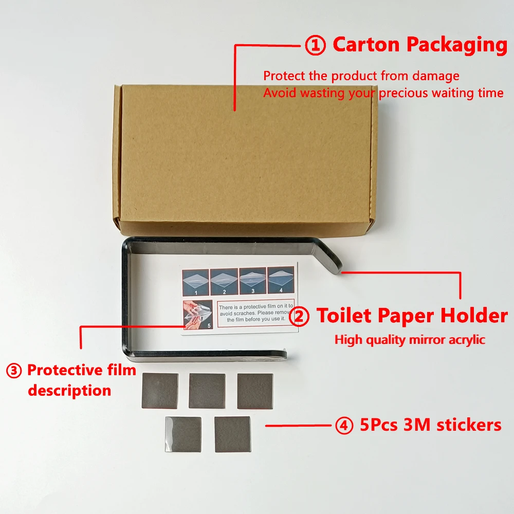 

Acrylic Toilet Paper Holder Tissue Rack Wall Mounted Bathroom Kitchen Roll Holder Paper Tissue Rack Hook Modern Black Hanger