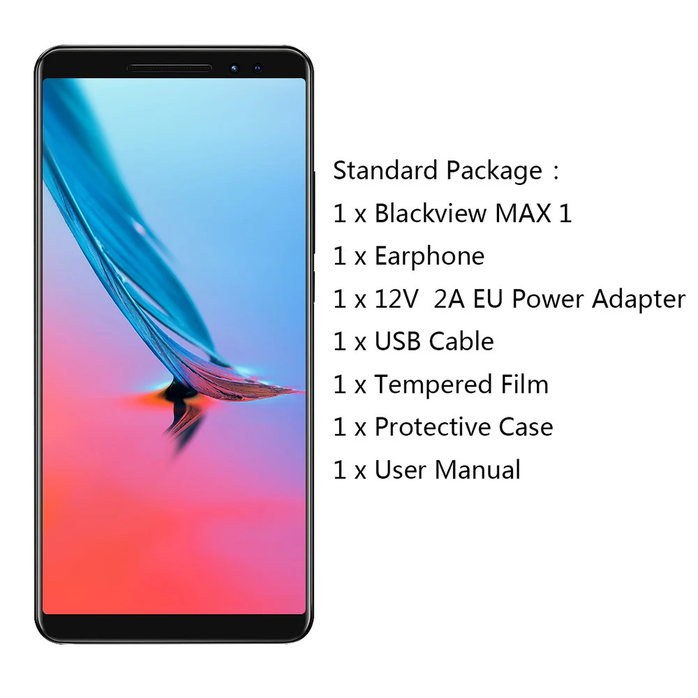 Standard package Blackview MAX 1 6,0" проектор мобильный телефон 6 ГБ+ 64 ГБ FHD AMOLED Android 8,1 портативный домашний кинотеатр кинопроектор 4G смартфон - Цвет: Standard package