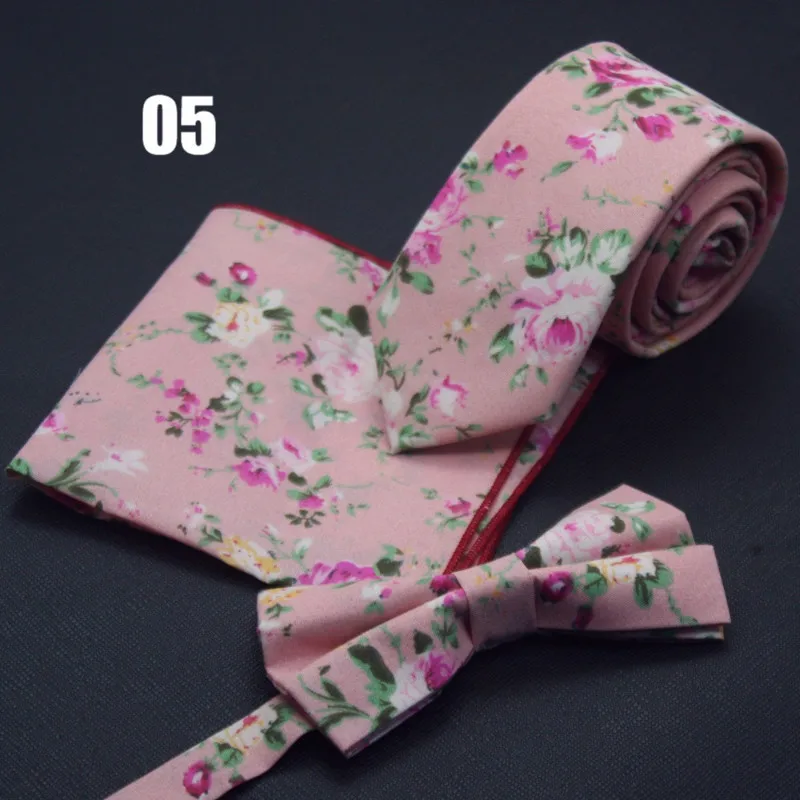 Тонкий хлопковый галстук Ricnais 6 см квадратный галстук-бабочка Черный Цветочный