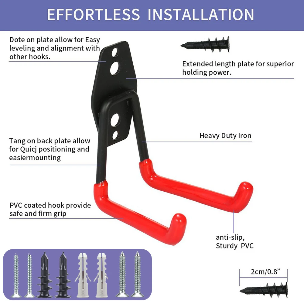 

Wall Mount Garage Bike Hanger Hook Heavy Duty Metal Hooks Garden Bathroom Utility Hooks for Organizing Power Tools, Ladders