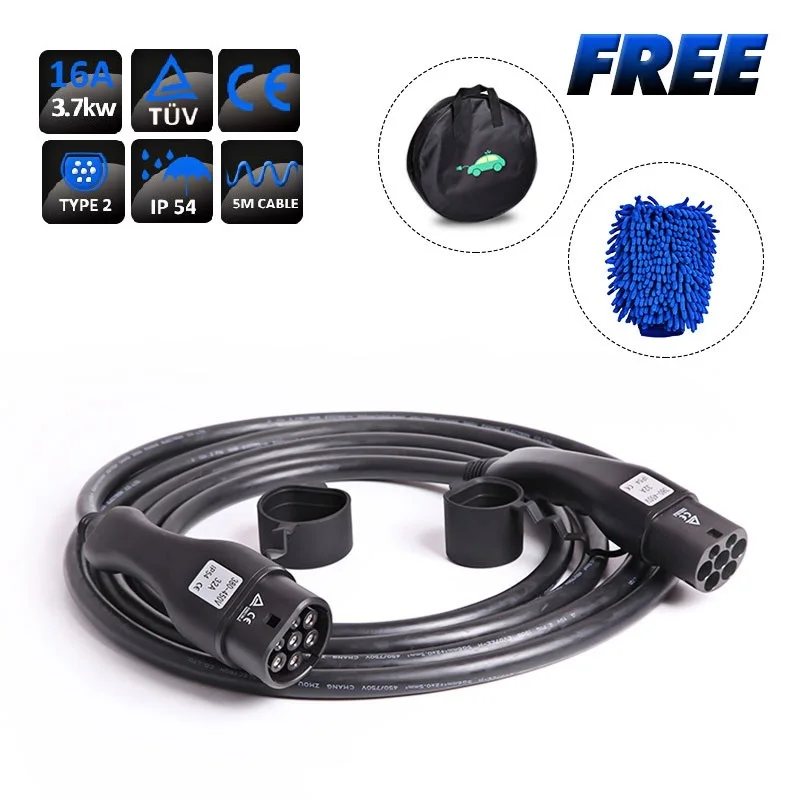 

Type 2 IEC62196 Electric Car Charging Cable 16A 1Phase 3.7KW 5M with 1 Year Warranty TUV CE