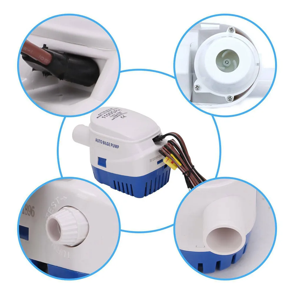 

12V Bilge Pump Automatic with Switch 1100GPH Electric Boat Yacht Submersible Fishing Camp Motor Bilge Pump Water Pump Houseboat