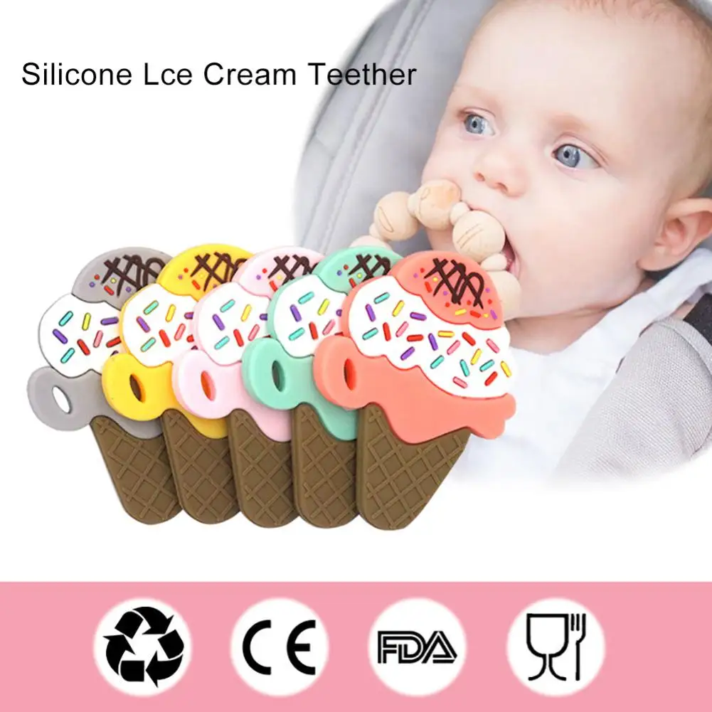 

Newest Baby Teether lce Cream Shape Teether Silicone Toothbrush Toy New Baby Dental Care Toothbrush Training Baby Care