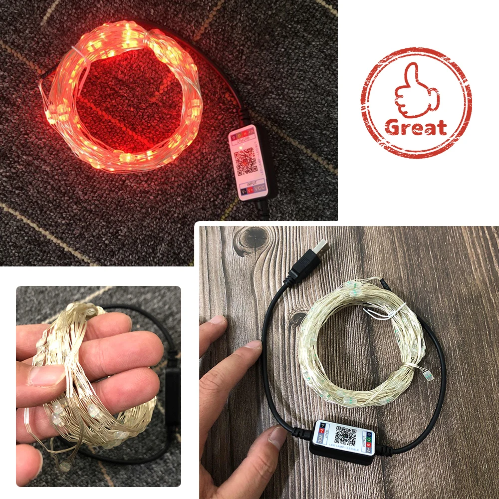 

LED String Light Bluetooth App Control USB String Lights Lamp Waterproof Outdoor Fairy Lights for Christmas Tree Decoration