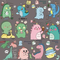 cartoon anime dinosaur iron on patches for clothes child diy applique heat transfer vinyl letter animal patch sticker