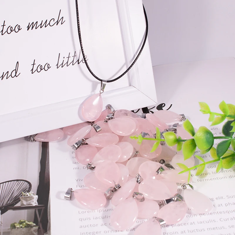 

Fubaoying Water Drop Pendant Necklace Charm Crystal Quartz Stone Charms For Jewelry Making Women Gift