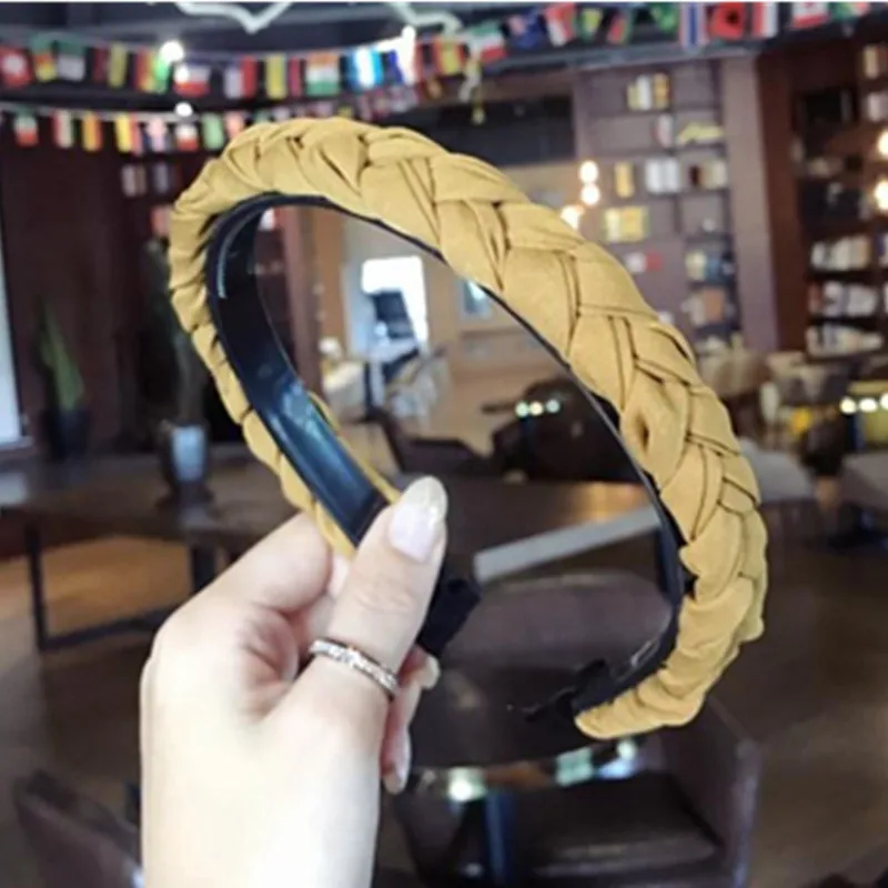 

Women Solid Braided Headband Handmade Weaving Headband Toothed Not Slip Adults Hairband Braided Girls Cute Headband Hair Hoop