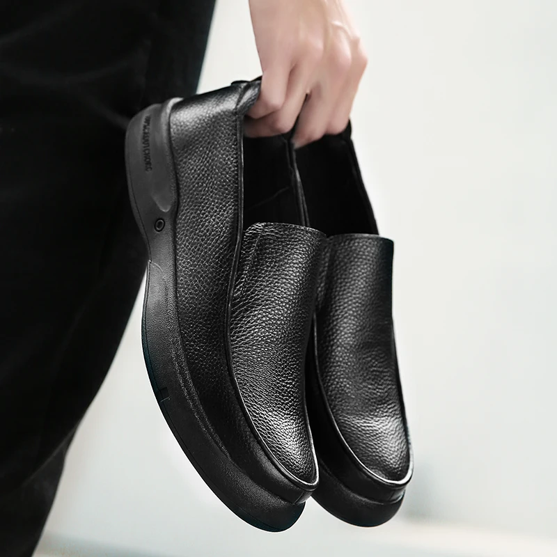 

2021 Male Fashion Casual Shoes Comfortable Formal Loafers Men Shoes Genuine Leathe Men Casual Shoes Black Male Driving Shoes