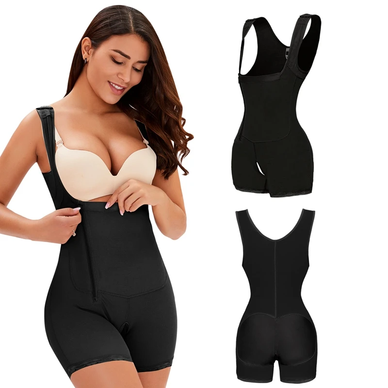 

Women Butt Lifter Slimming Corset Side Zipper Underbust Bodysuit Body Shaper Seamless Waist Firm Control Shapewear Open Crotch