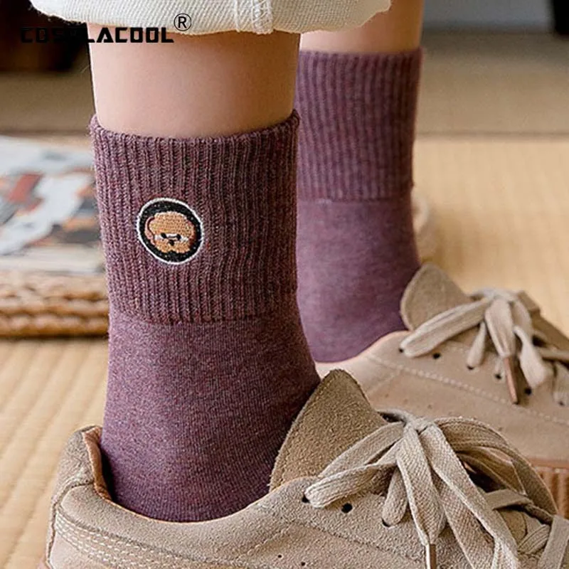 

[COSPLACOOL] теплые смешные носки с различной вышивкой AB в стиле мопса, милые необычные женские носки в стиле Харадзюку с животными