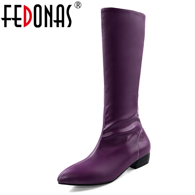 FEDONAS/качественные удобные женские ботильоны из овечьей кожи брендовые зимние