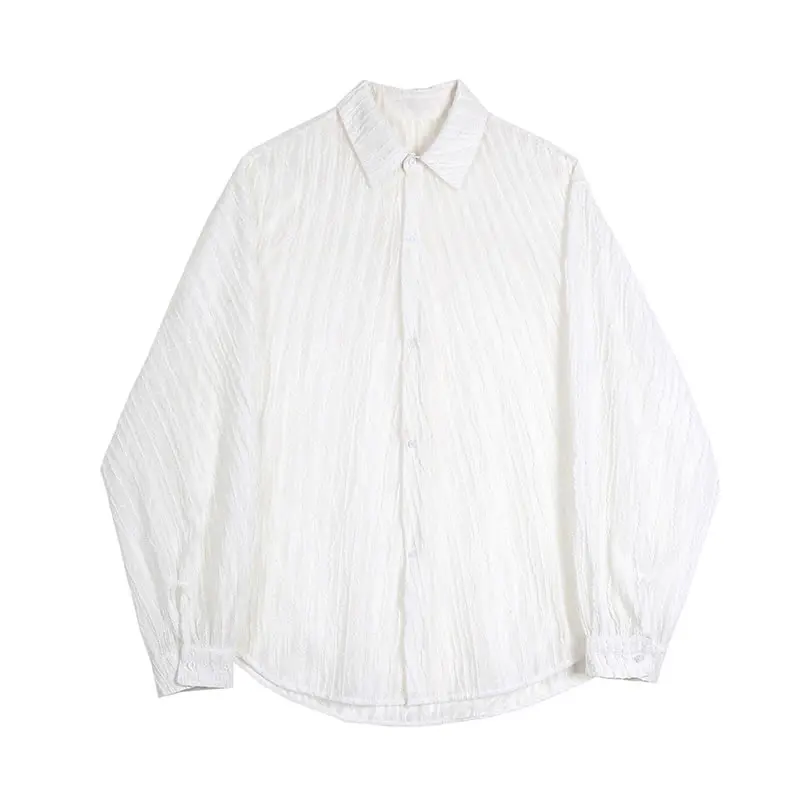 

XITAO White Blouse Fashion Thin Full Sleeve Single Breast Goddess Fan Casual Style Loose Perspective 2021 Summer Shirt WMD1014