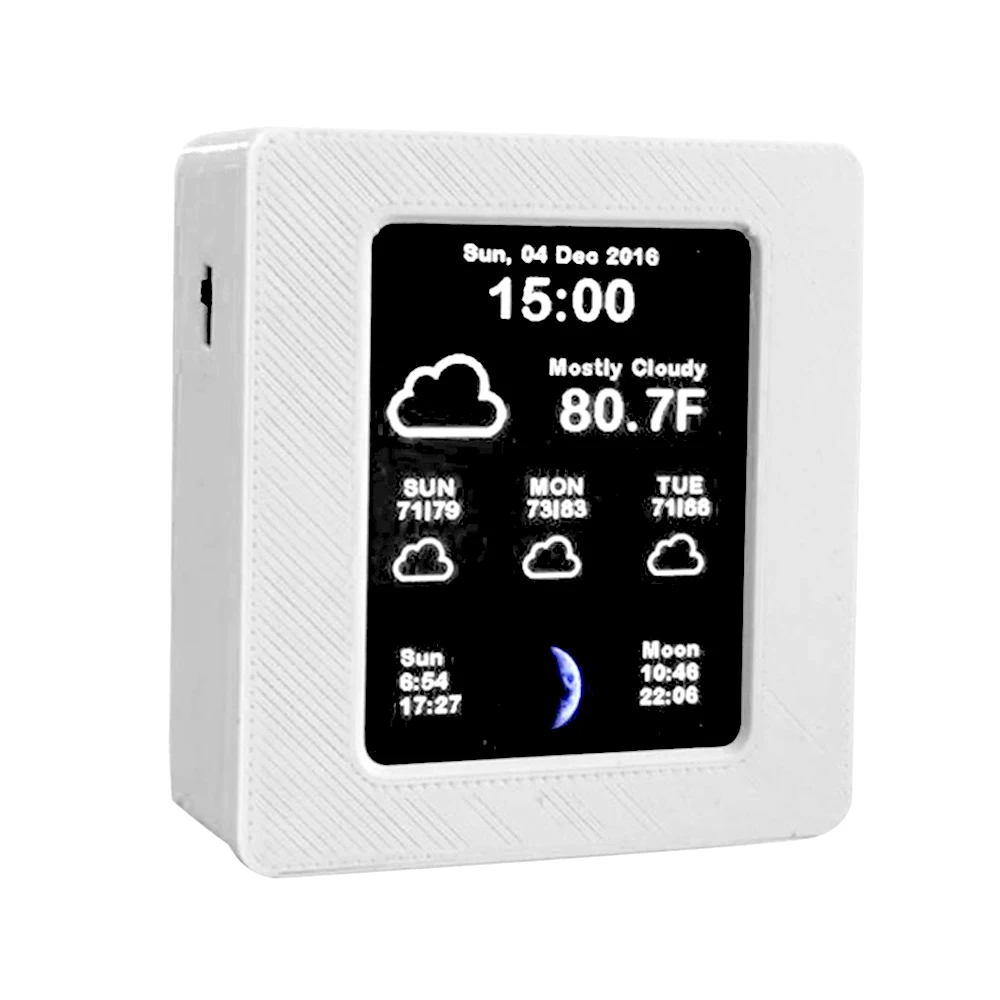 

Household Intelligent Wifi Weather Report Clock Time Data Tempearture Display with 2.4inch TFT Color Screen