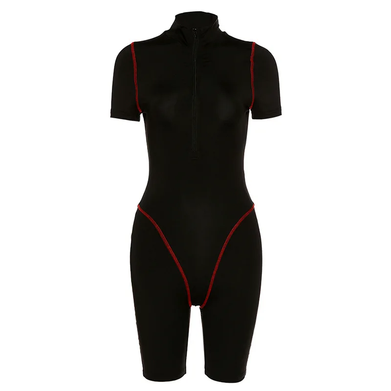 

Summer Casual Short Sleeve Women Jumpsuit Sport Fashion Slim Fit Breathable Jumpsuit Fitness Joggers Women Jumpsuit