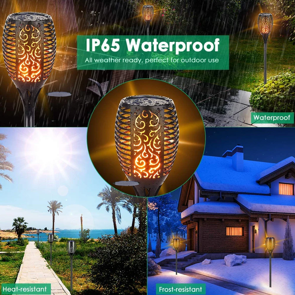 

Upgraded 2nd Version Flickering Flame Solar Torches Lights Waterproof Outdoor Lighting Garden Lawn Decor Lamp Automatic On Dusk