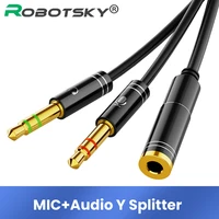 headphone audio splitter cable female to 2 male 3 5mm jack splitter adapter with microphone aux cable for phone mp3